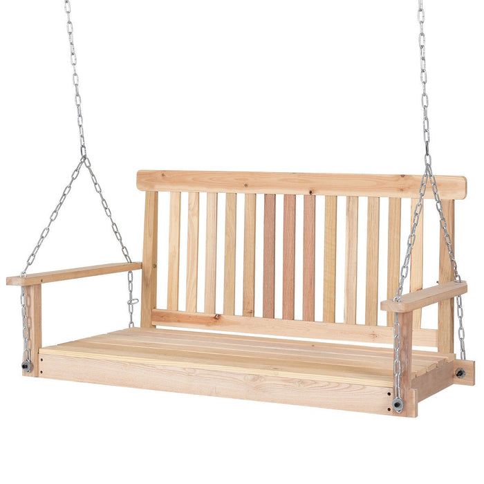 4' Wood Garden Hanging Seat Chains Porch Swing