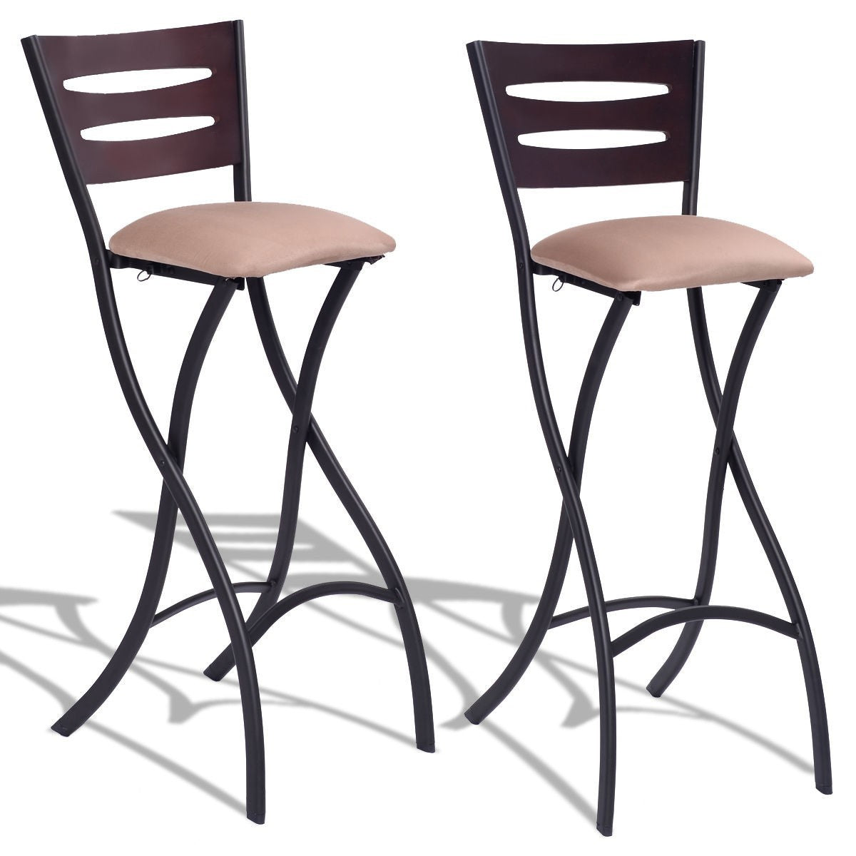 Set of 2 Folding Counter Bar Stools Pub Chairs