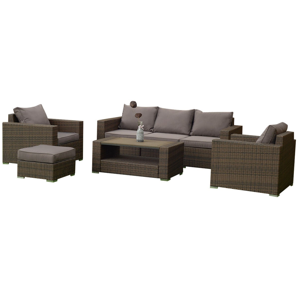 7 pcs Patio Rattan Sectional Aluminum Frame Furniture Set