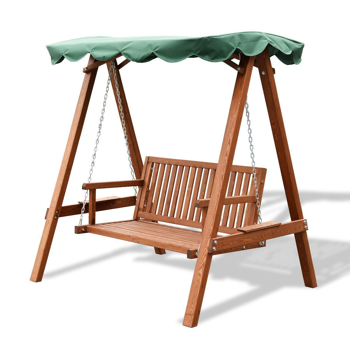 Outdoor 2 Person Larch Wooden Swing Loveseat