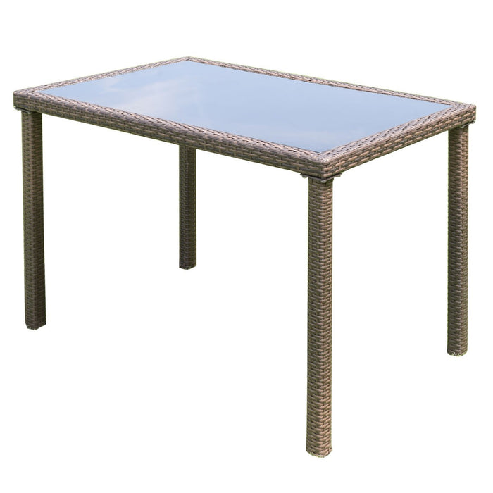43" Glass Rectangular Wicker Outdoor Table