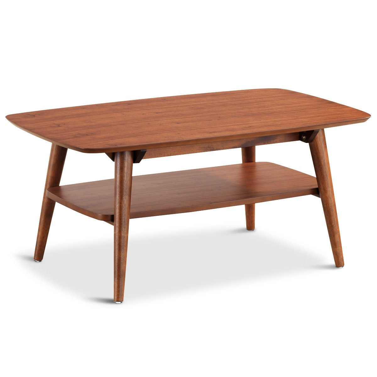 2-Tier Rectangular Accent Coffee End Table with Storage Shelf